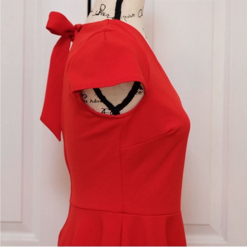 B Darlin Red Fit & Flare Bow Back Mini Dress | Cherry Girl Valentine NYE Size 9 - Picture 5 of 13